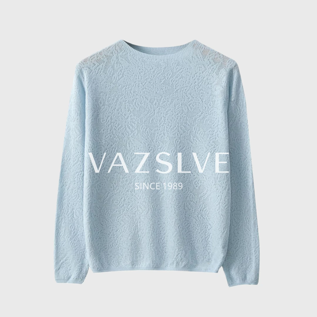 【VAZSLVE/全新奢品】捡漏 "银丝羊绒"镂空浮雕打底针织毛衣msl1161