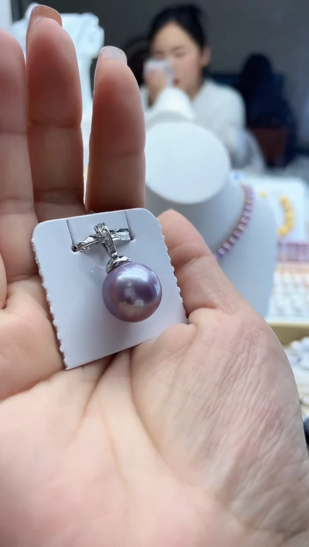 未镶嵌淡水珍珠吊坠15mm+ 天然紫珠万能扣（单吊坠）