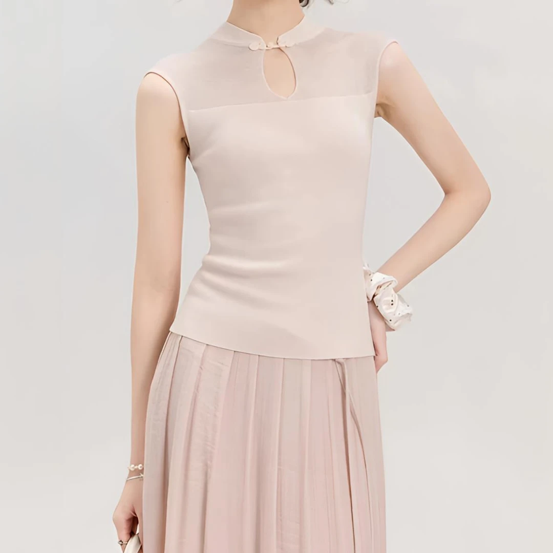 【OYANXI!清清！】显瘦新中式百搭粉色毛针织衫尚3106-