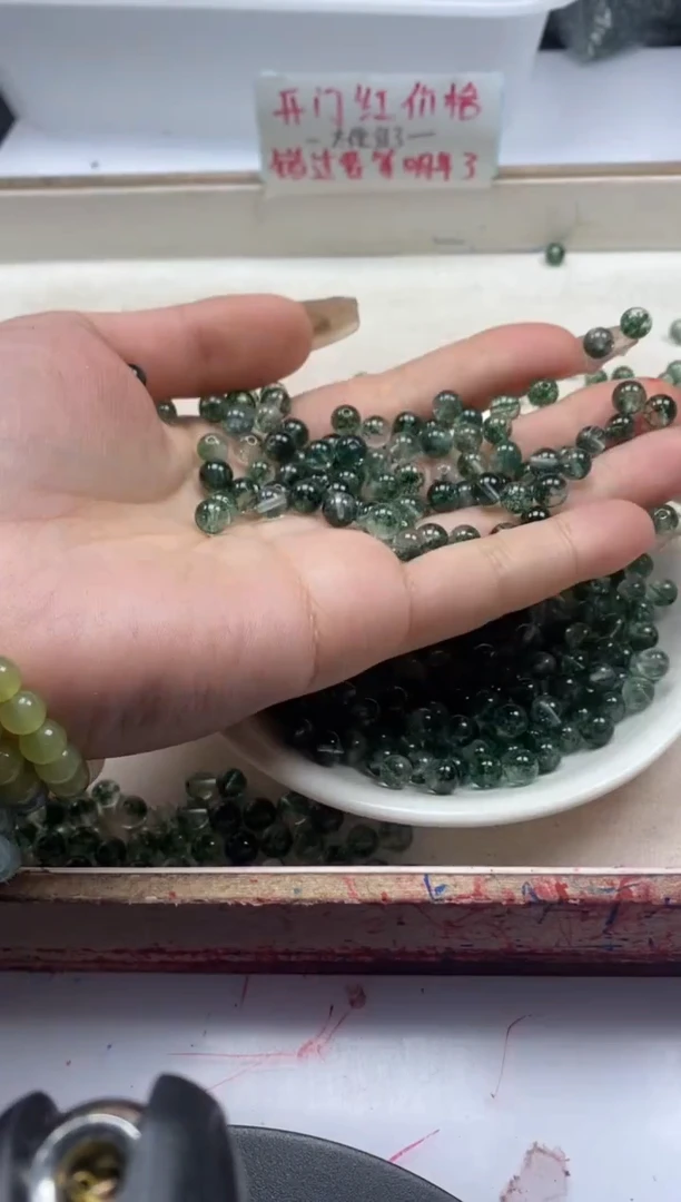 【闪购商品】水晶颈饰未镶嵌w139绿幽灵烤色6mm*30颗