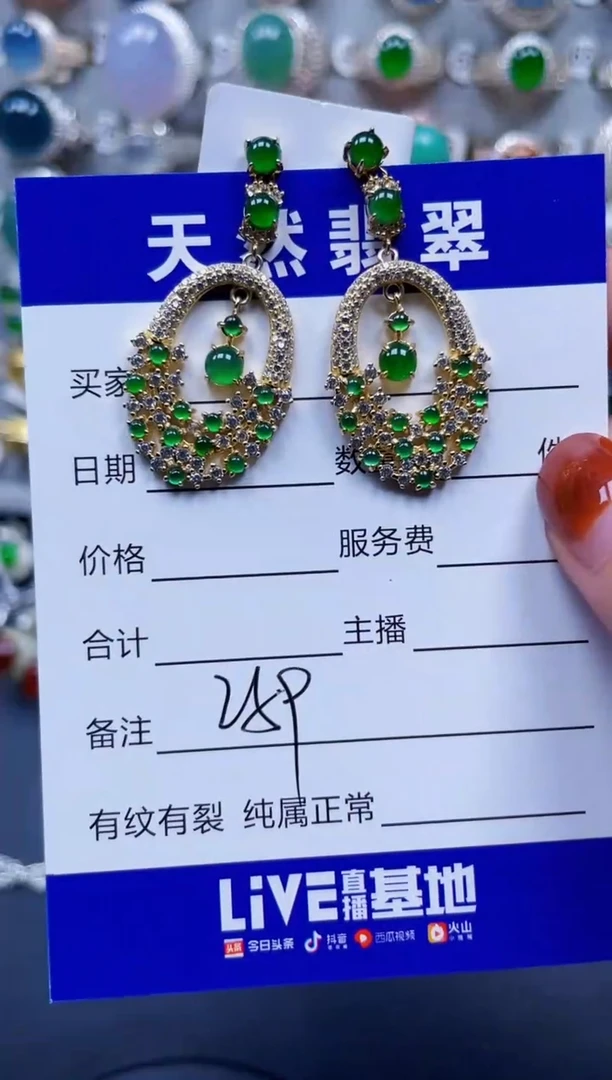 翡翠银S925镶嵌耳饰259