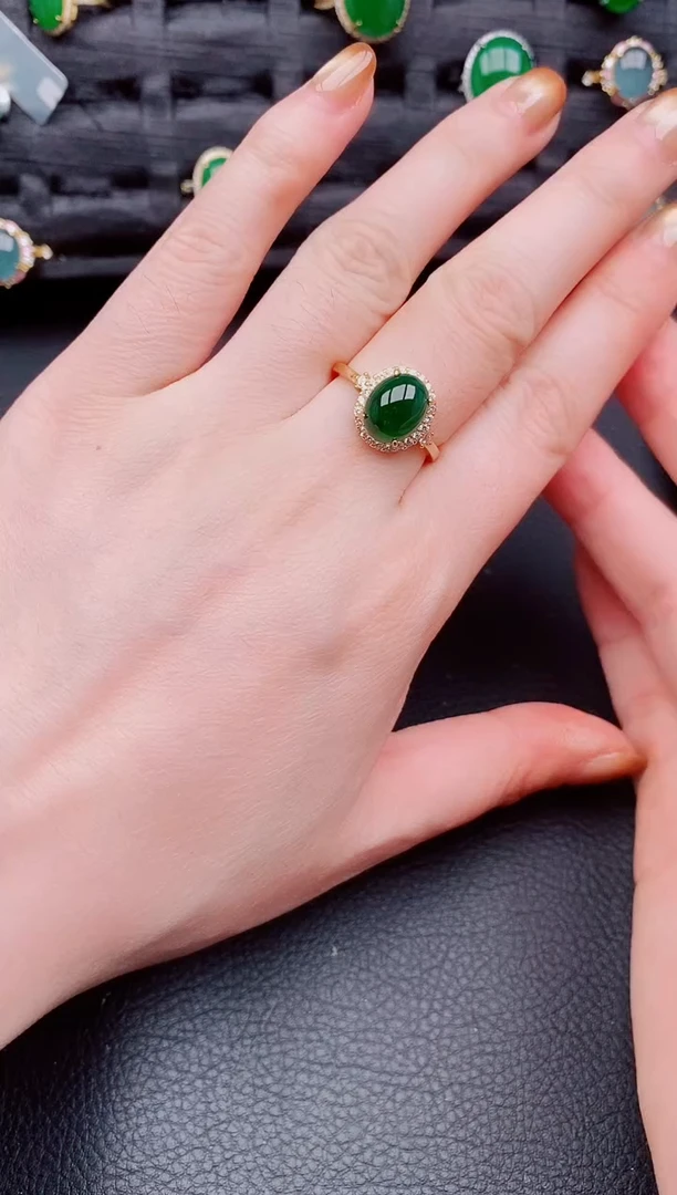 【闪购商品】翡翠戒指银S925镶嵌天然a货翡翠410