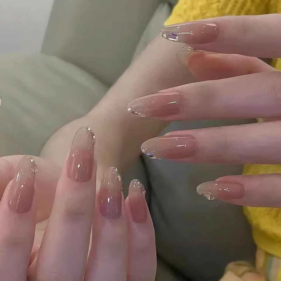 【沐光而行】法式裸色高级感手工穿戴甲纯手工流行冰透气质高级感