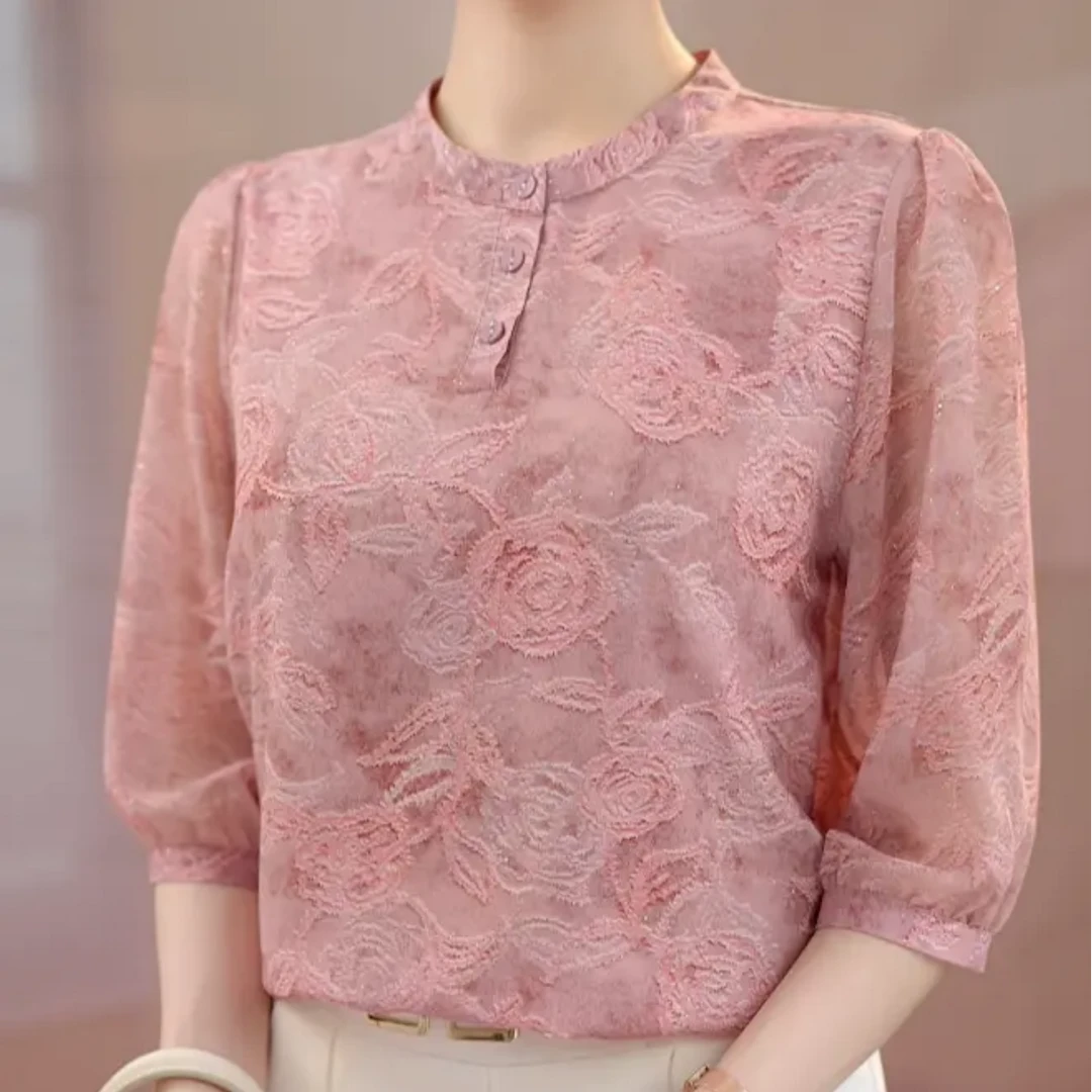 [高品质]气质优雅时尚碎花衬衫#2138-40