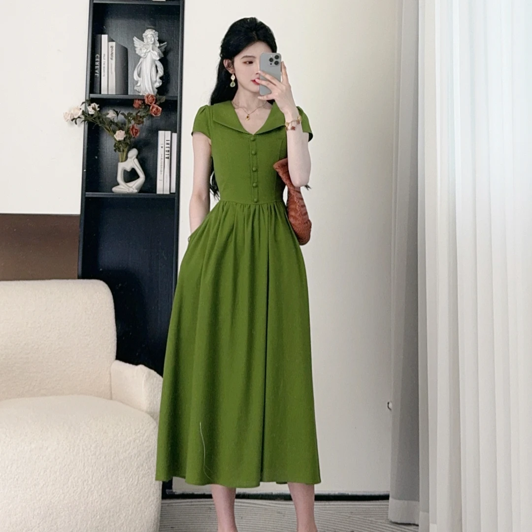 小八定制【油画少女】25夏季新款法式轻奢设计感连衣裙 00057 LSC