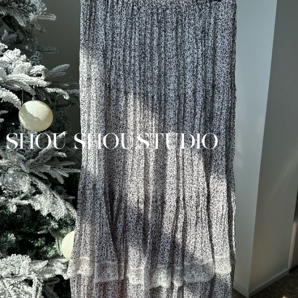 【瘦瘦】大码夏季清冷感带里衬碎花百搭松紧腰显瘦半身长裙S01567