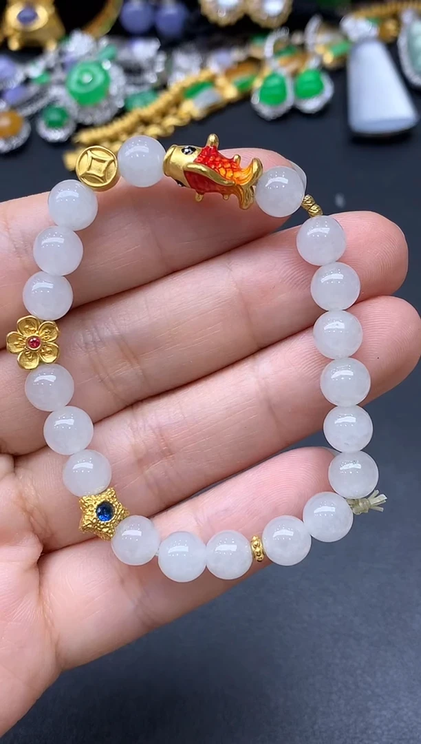 足金镶嵌手链翡翠317-中国好珍宝