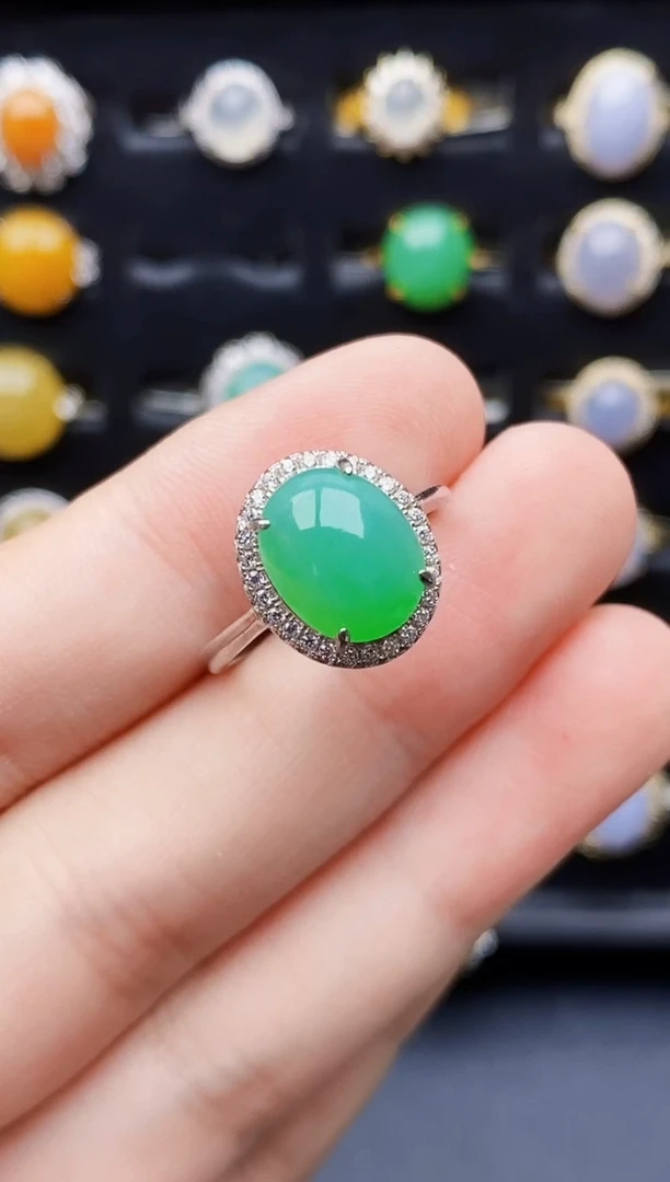 银S925镶嵌戒指翡翠8025