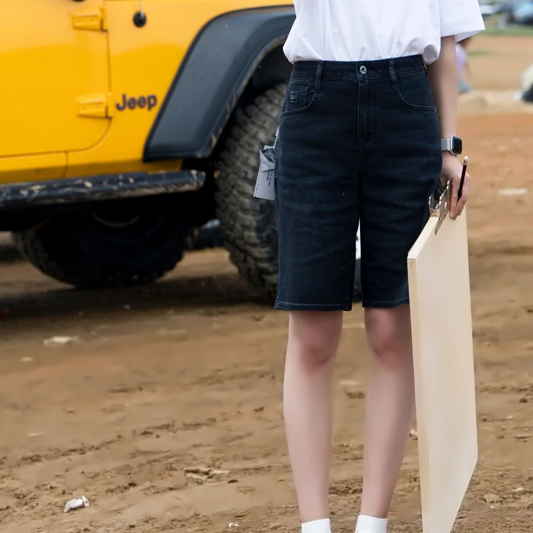 Lilanz/利郎中裤25夏季薄款直筒百搭冰感棉夏季简约黑色五分裤