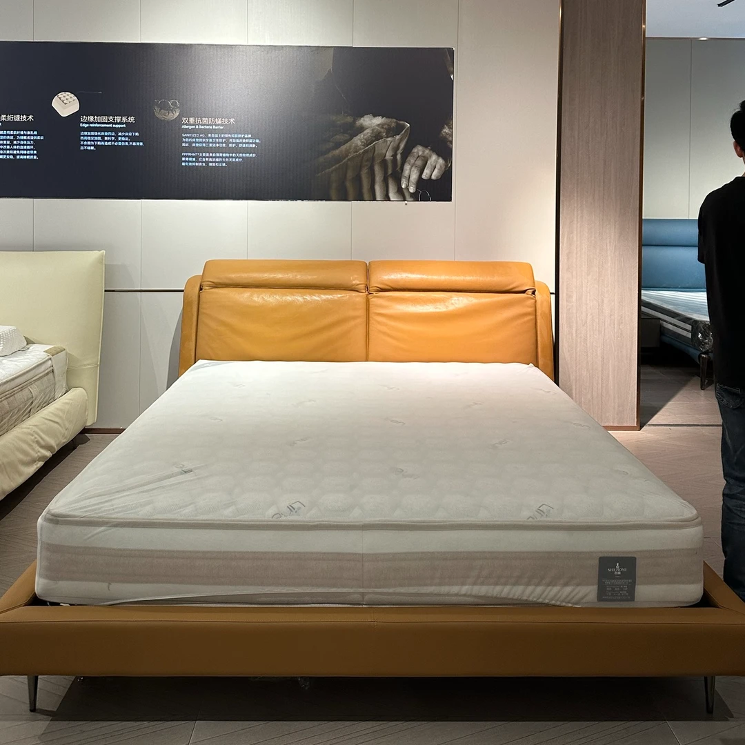 【包邮】特莫锐系列T93头层牛皮1.8米床简约主卧大床