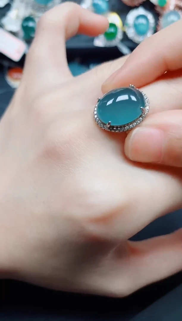 银S925镶嵌戒指翡翠翡翠