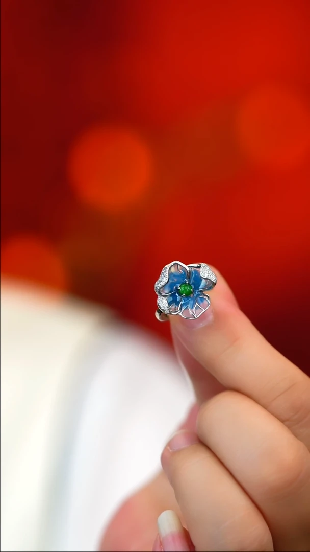 银S925镶嵌戒指翡翠新款