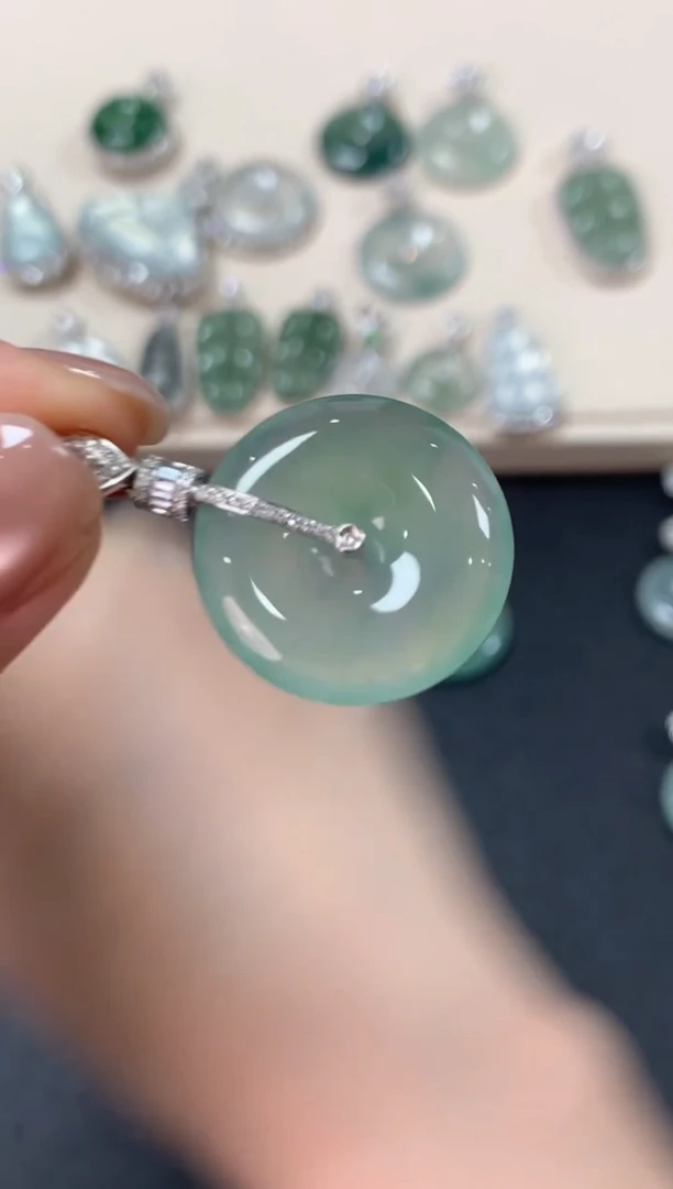 翡翠18K金镶嵌吊坠(不含链)平安扣吊坠6980