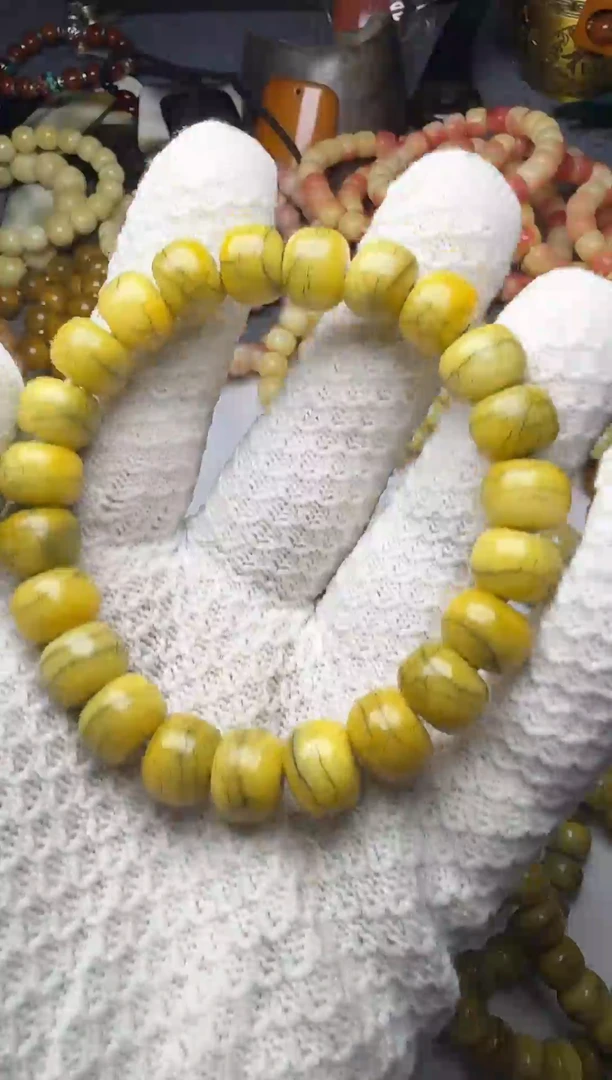 驼骨手串/手链1.2牦牛骨鸡油黄