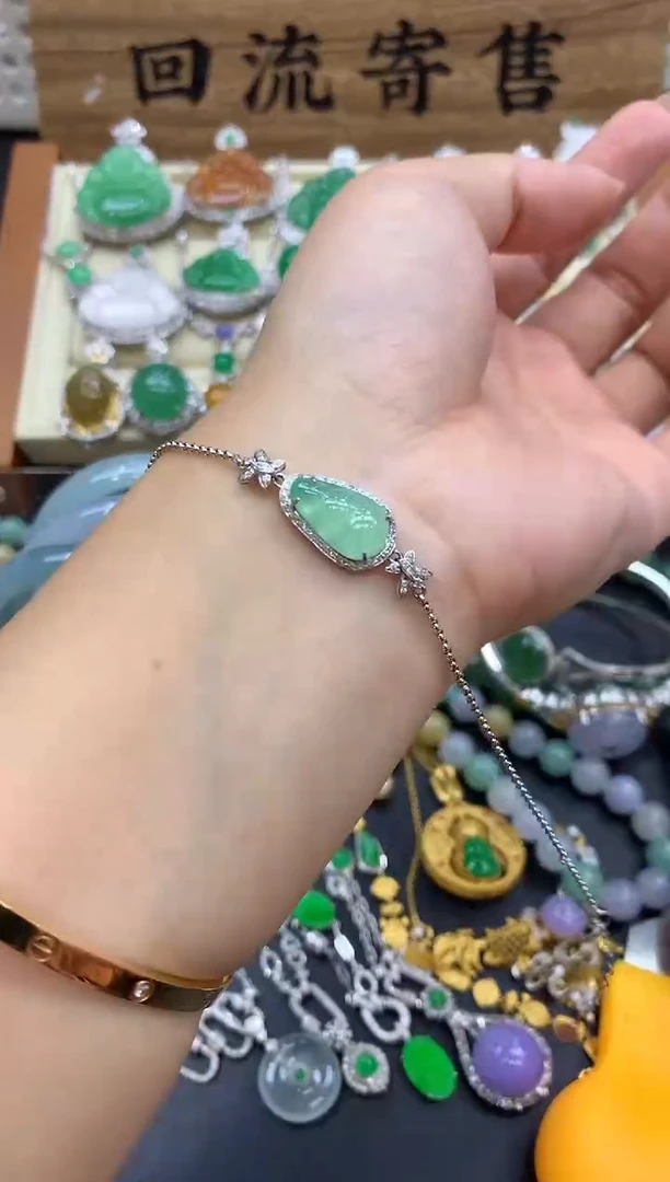 【闪购商品】翡翠手链18K金镶嵌289-中国好珍宝1