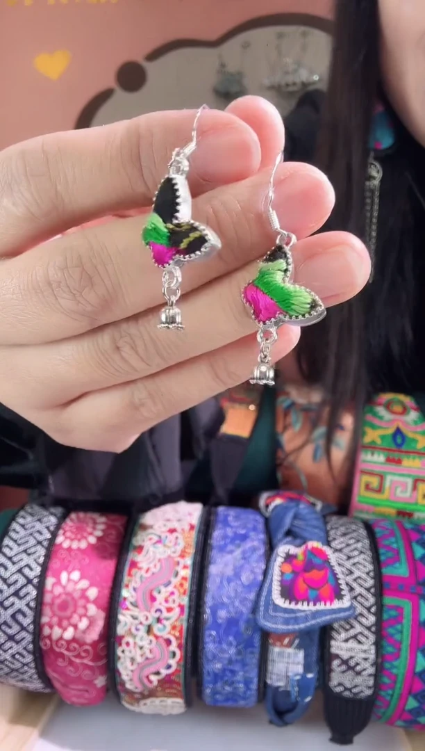 织绣非遗手工苗绣刺绣耳环36