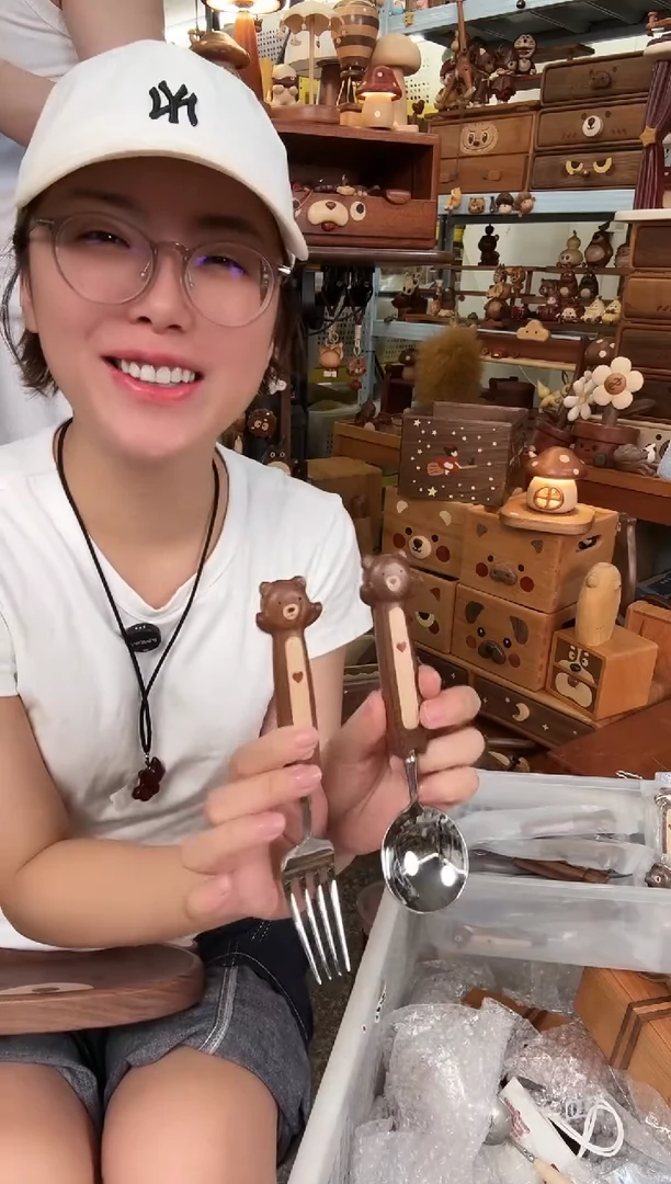 爱心小熊不锈钢叉勺一对