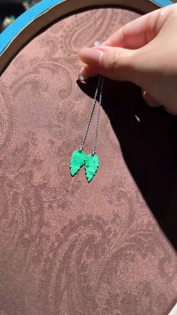 【闪购商品】翡翠耳饰银S925镀金镶嵌红翡绿翠 24号