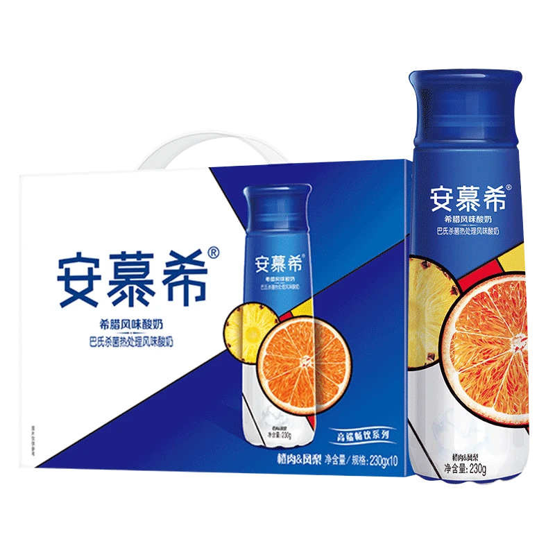 【8月产】伊利安慕希橙凤梨风味酸牛奶230g*10瓶