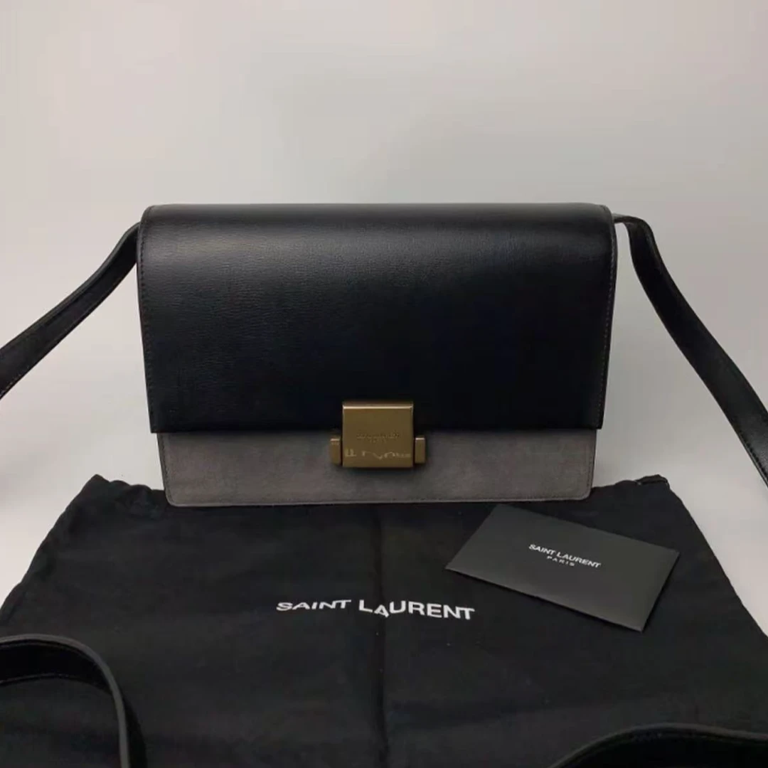 95新 YSL/圣罗兰 【安则专属】黑拼灰邮差包