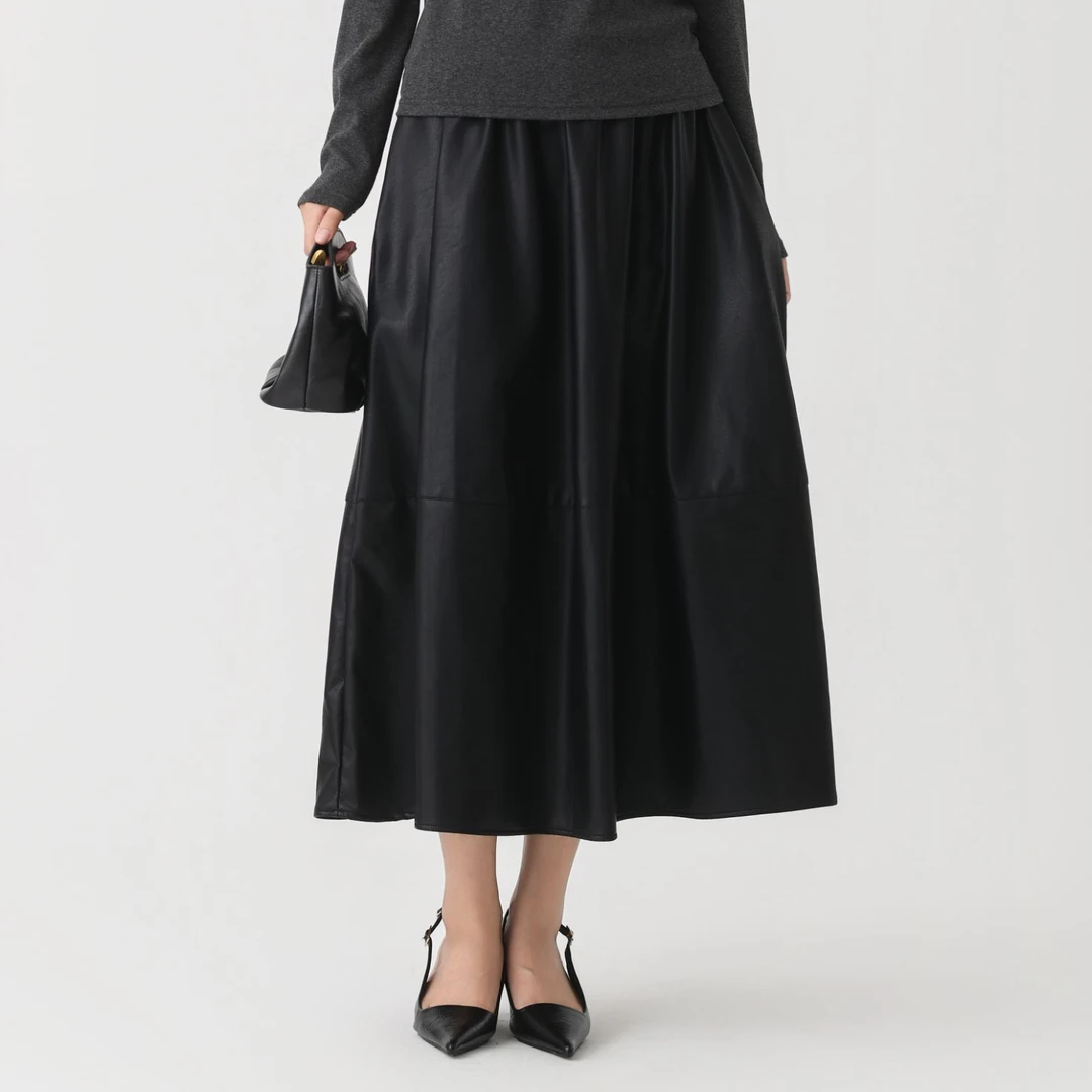 哑光黑色皮裙女2025早秋新款复古高腰a字半身裙显瘦气质裙W