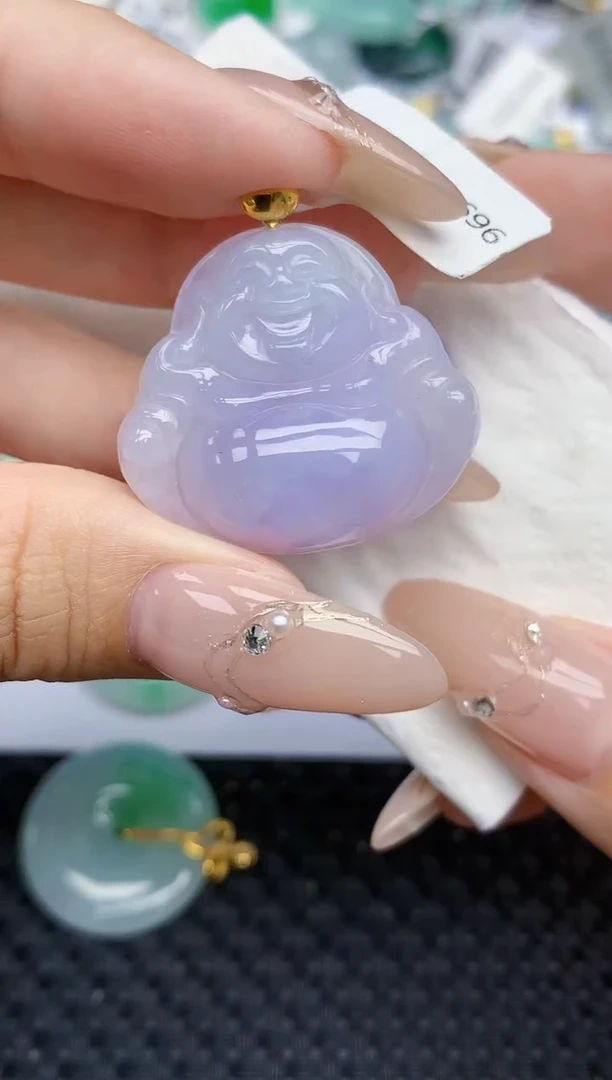 颈饰18K金镶嵌翡翠407   天然翡翠A货  百元以上9米证书费自理