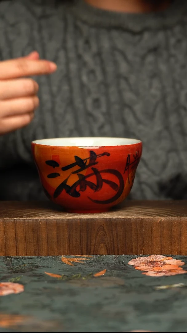 杯釉下彩手工手绘同款陶器