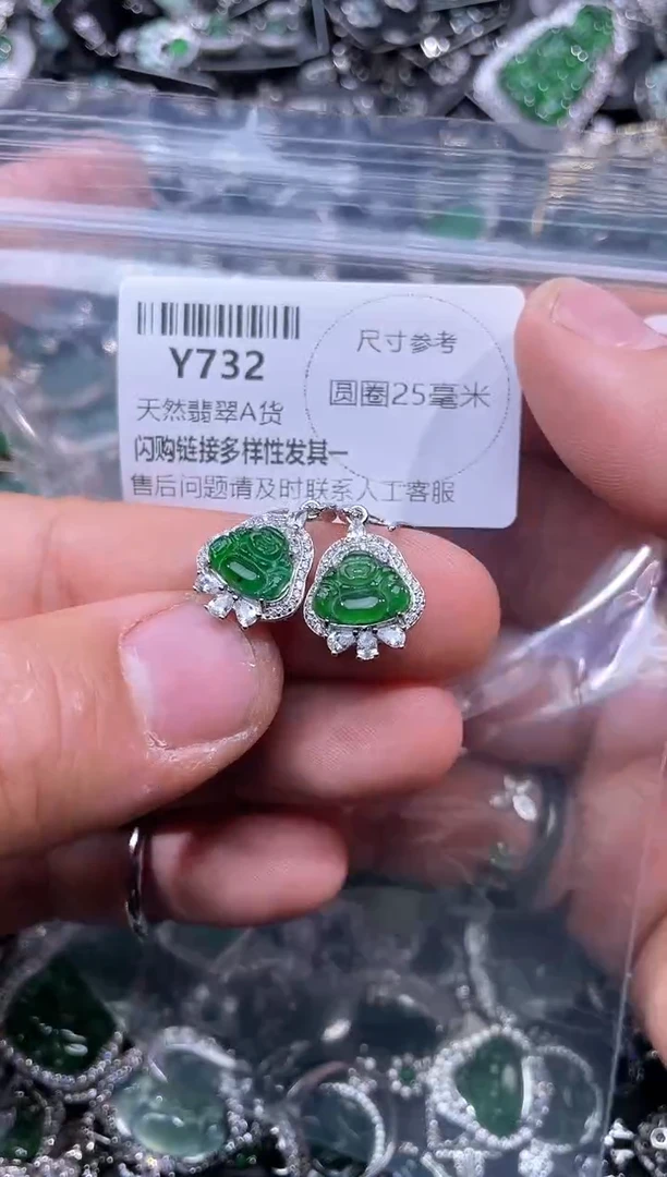 【闪购商品】翡翠颈饰未镶嵌Y732耳钩