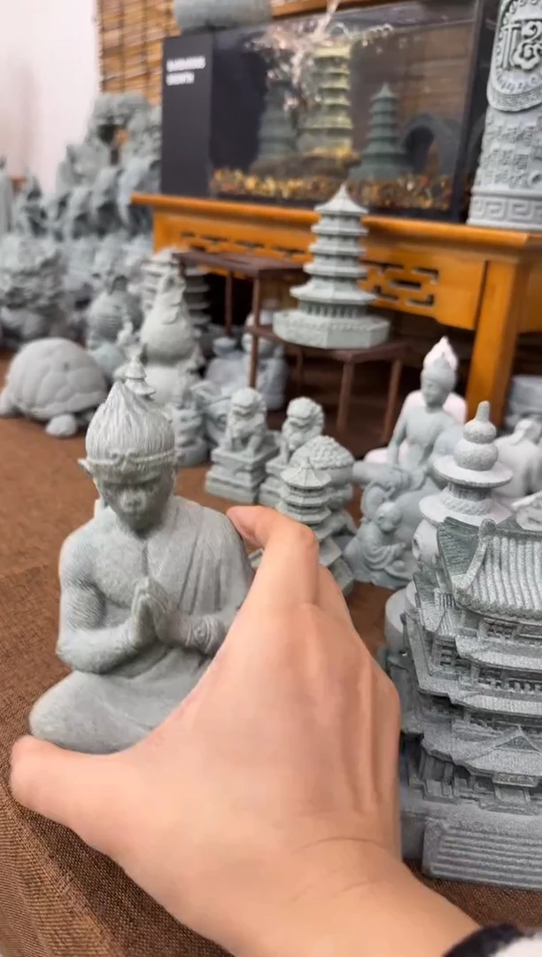 石材青砂石悟空合十