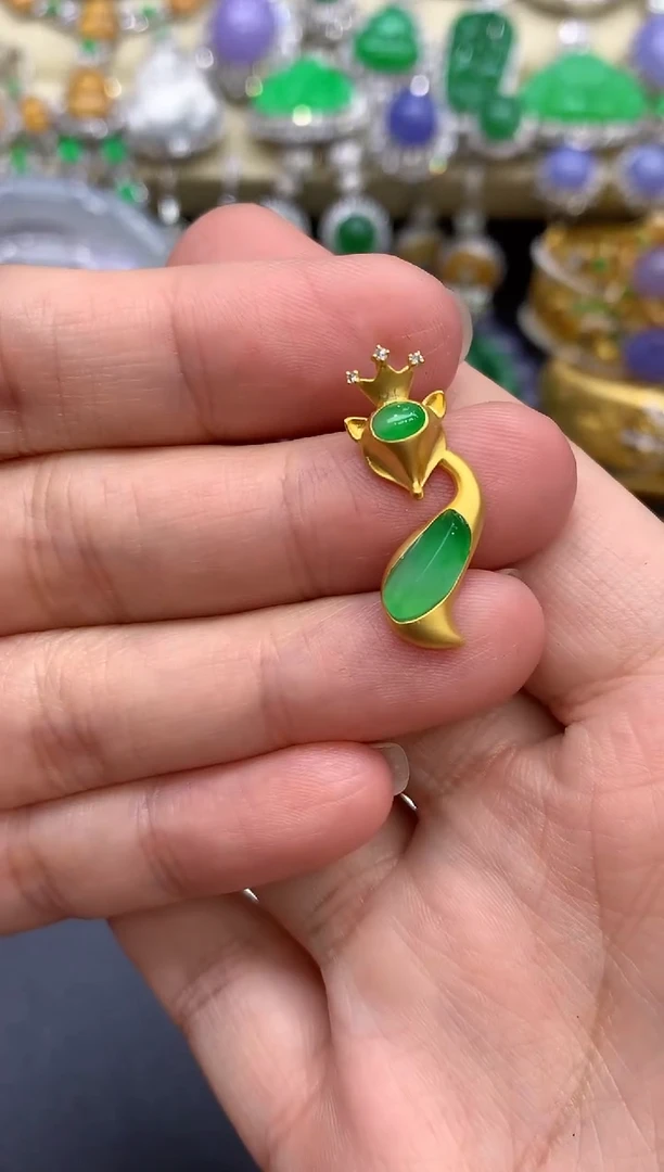 颈饰18K金镶嵌翡翠183-中国好珍宝