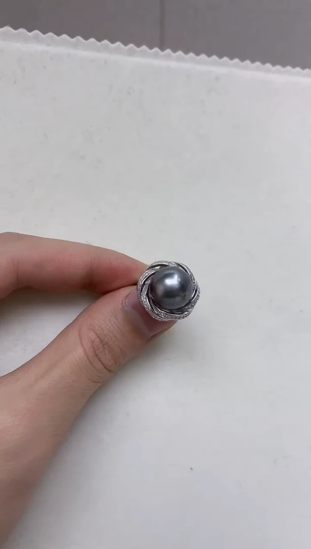 银S925镶嵌戒指海水珍珠