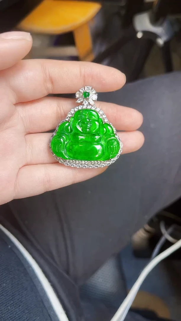 【闪购商品】翡翠颈饰银S925镶嵌佛公吊坠