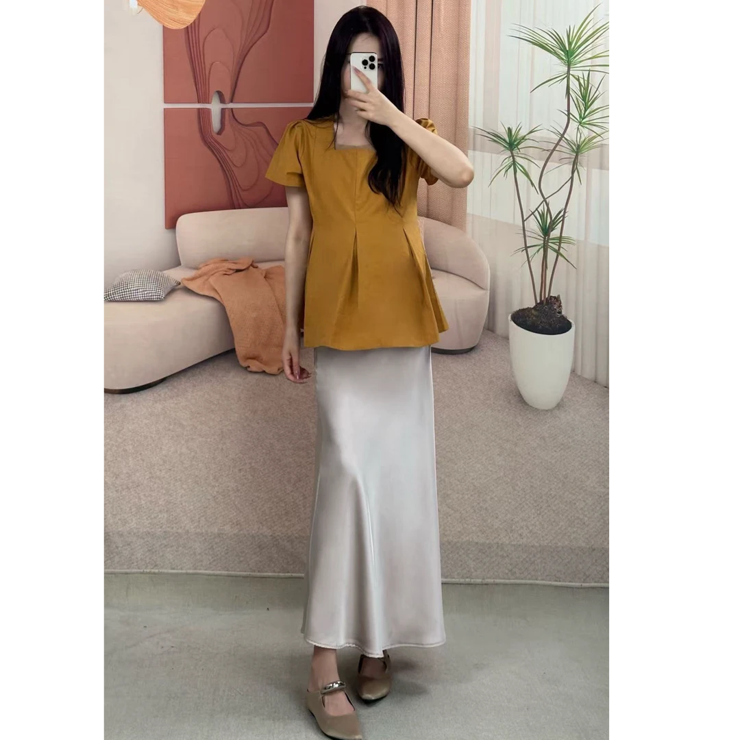 【香槟色】轻奢贵气醋酸缎面孕妇半身裙夏季薄款气质洋气缎面鱼尾裙