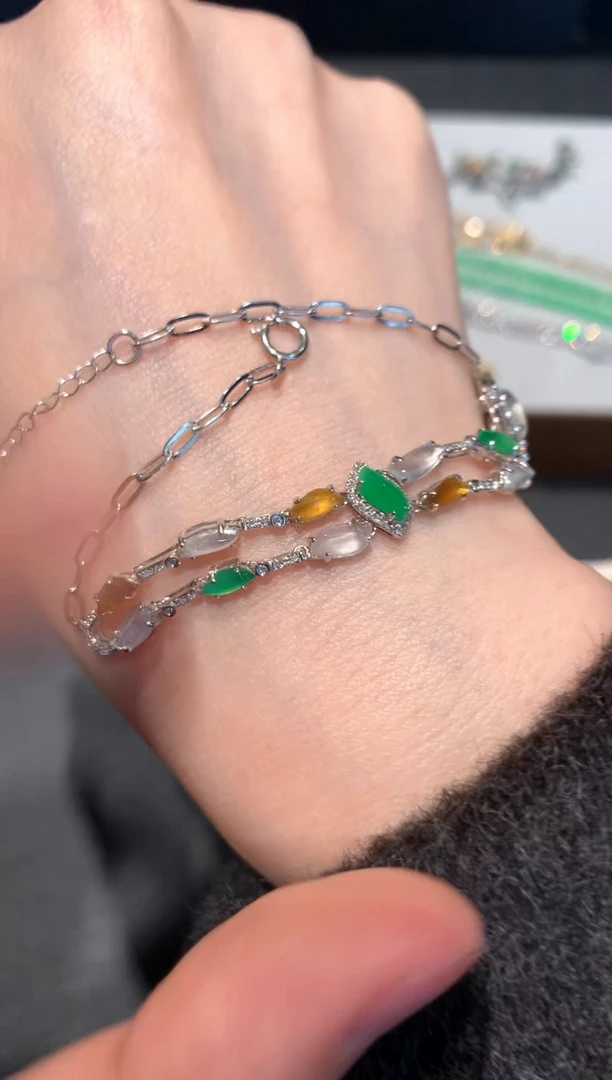 【闪购商品】翡翠手链18K金镶嵌A131-5500