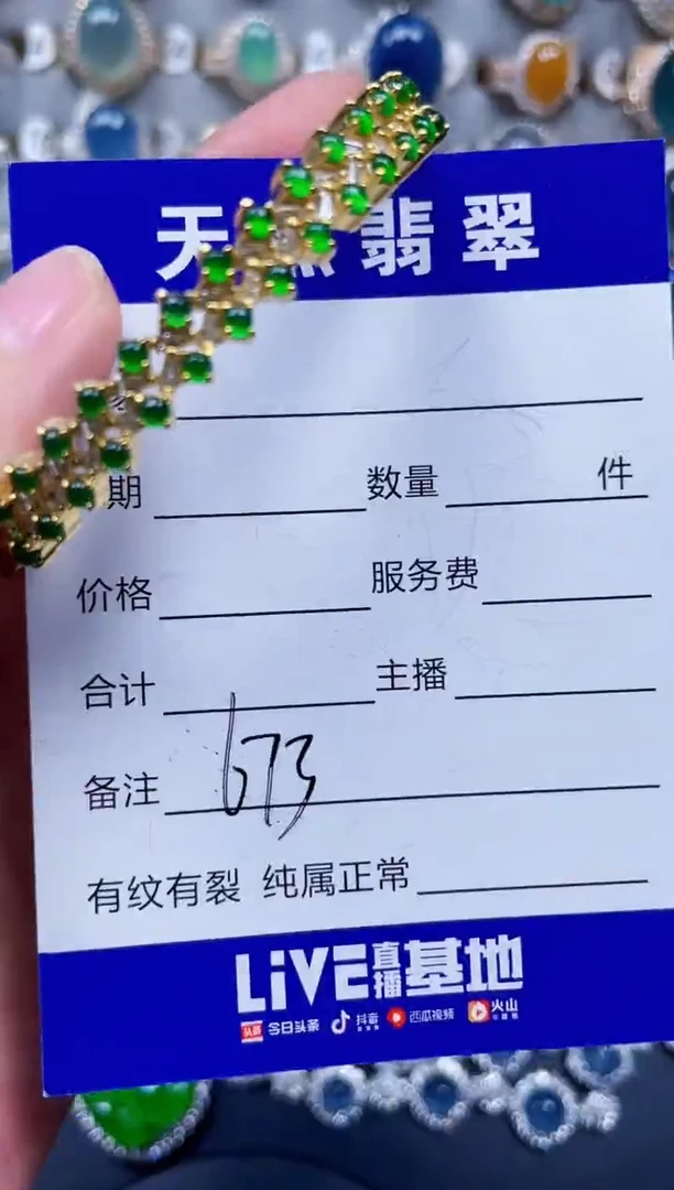 银S925镶嵌手镯翡翠673