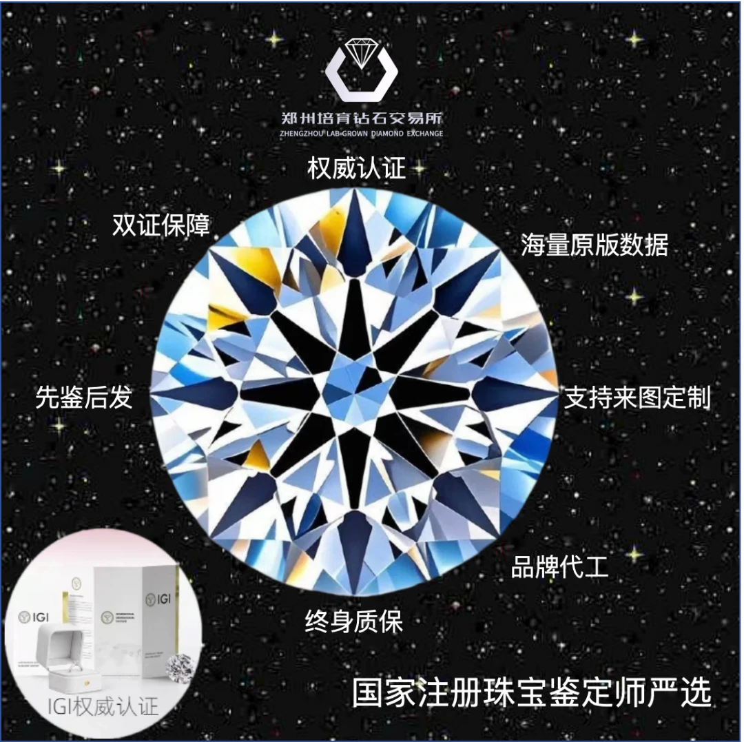 实验室培育钻石上海IGI1-2克拉双证裸钻非锆石非莫桑河南人工钻石