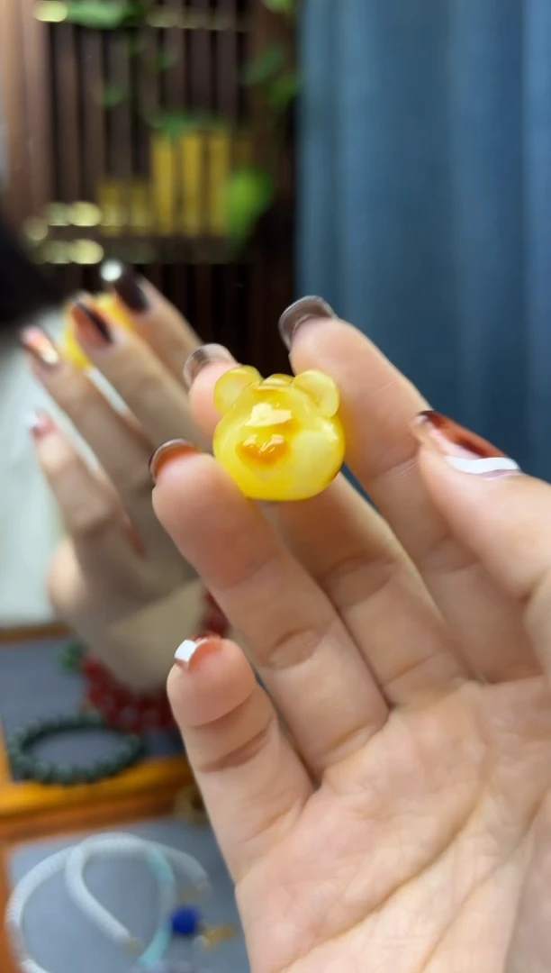 裸石蜜蜡未镶嵌蜜蜡小熊配饰YN