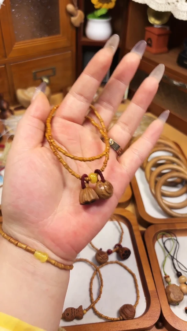 手串桃核双圈   竹节手串  福字加莲蓬   备注手围