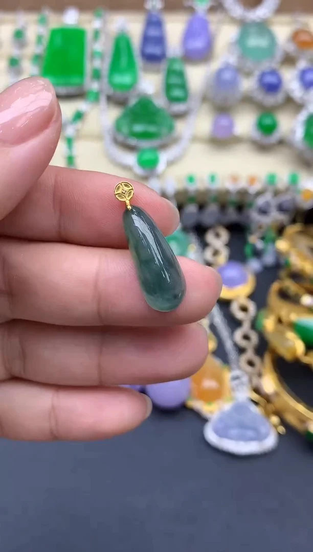 翡翠18K金镶嵌颈饰19-春日珠宝