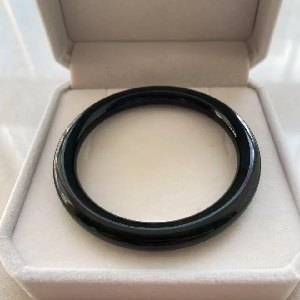 天然和田玉俄碧墨玉叮当镯