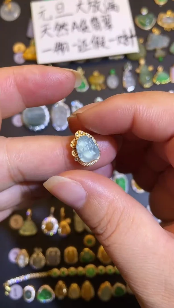 吊坠(不含链)银S925镶嵌翡翠1