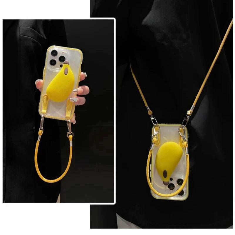 创意仿真黄色香蕉支架适用苹果16promax手机壳iphone15pro防摔14