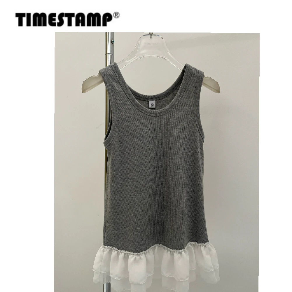 【TIMESTAMP】2025/670011泡菜国时尚简约设计款下摆荷叶边背心