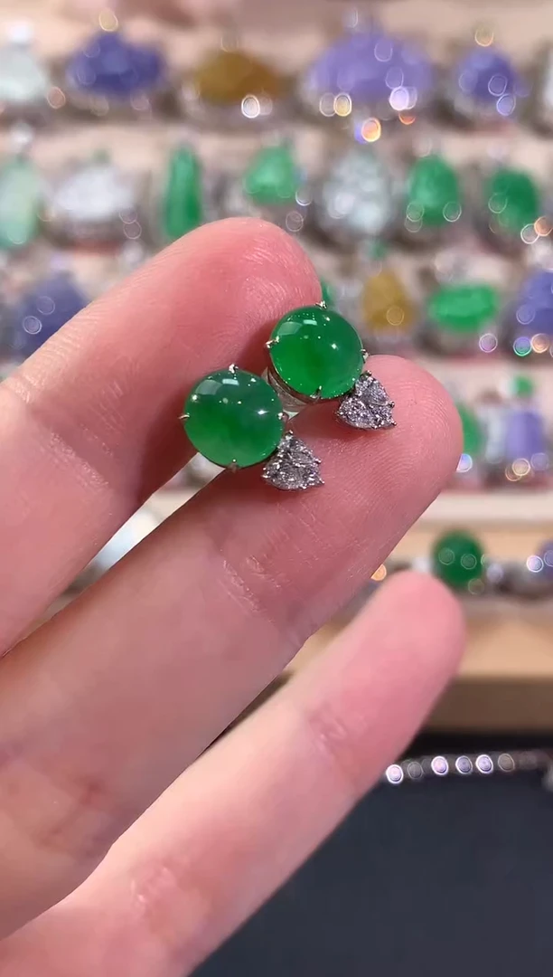 18K金镶嵌翡翠耳饰冬日珠宝E134