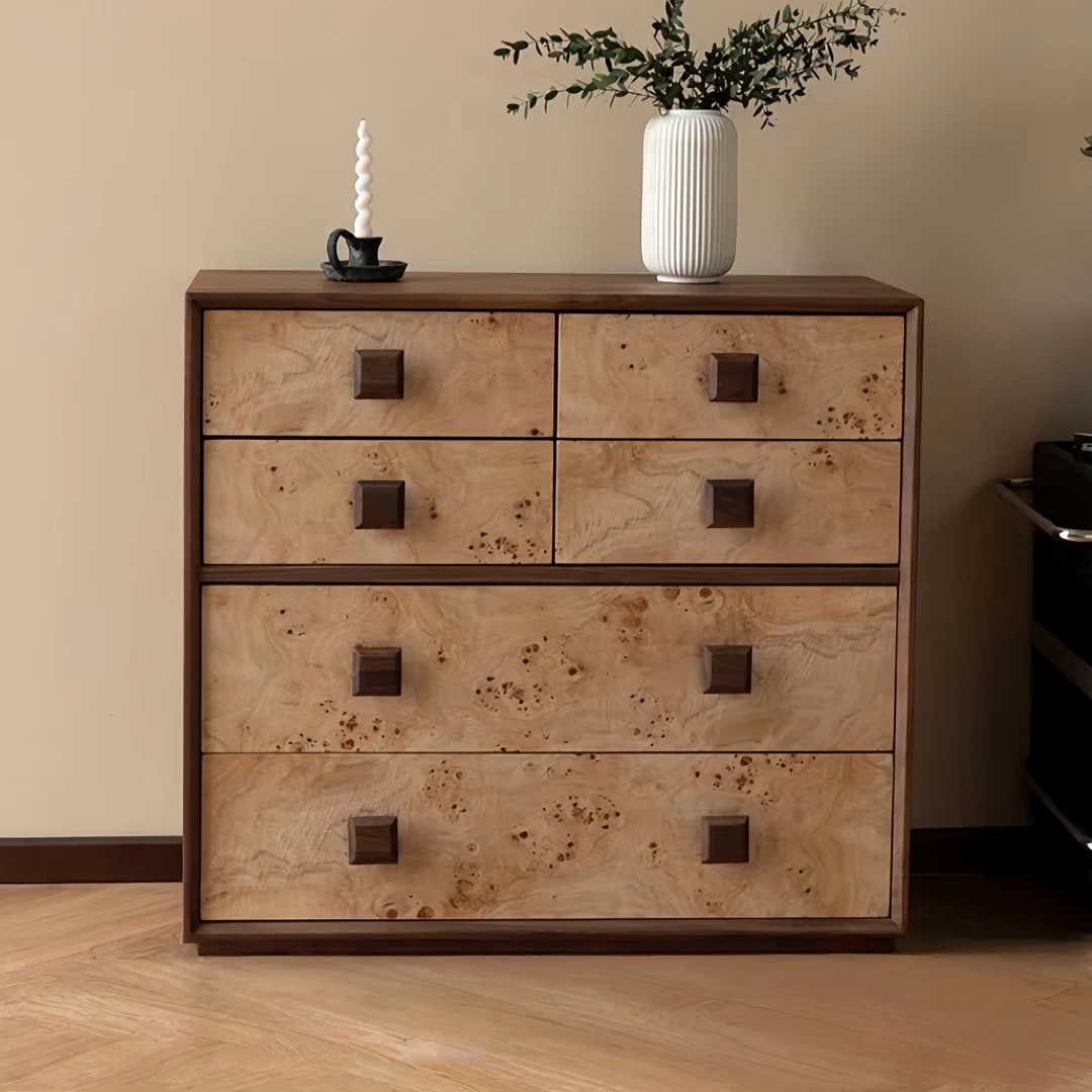 中古法式胡桃木色复古树皮斗柜实木沙发边柜餐边柜电视边柜玄关柜