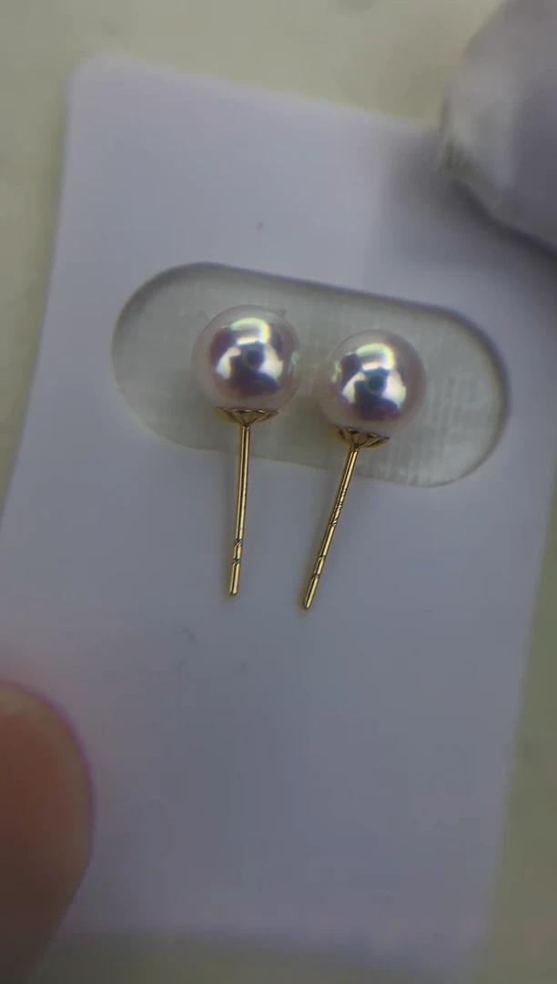 18K金镶嵌DA海水珍珠 GD003 6-7 素钉定制