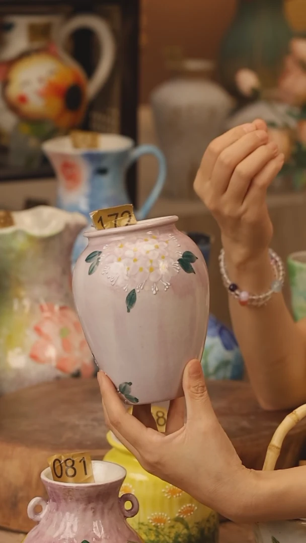 陶瓷172景德镇设计师手作花器摆件侘寂风