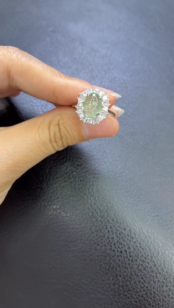 翡翠戒指银S925镶嵌戒指