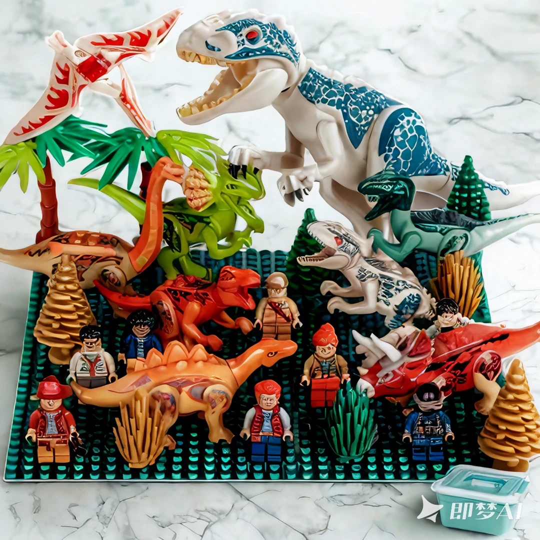 积木拼装恐龙益智3-6岁儿童玩具恐龙霸王龙暴虐霸王龙小朋友玩具
