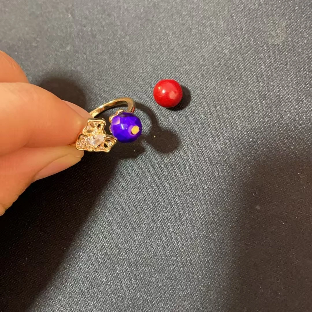 含辰砂工艺品【繁花珠宝甄选】含辰砂工艺品老矿紫舒戒指GG015